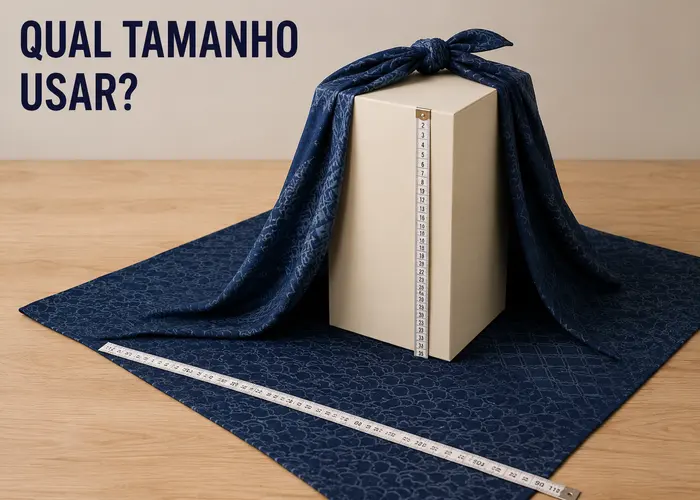Qual tamanho de furoshiki usar para uma caixa alta?