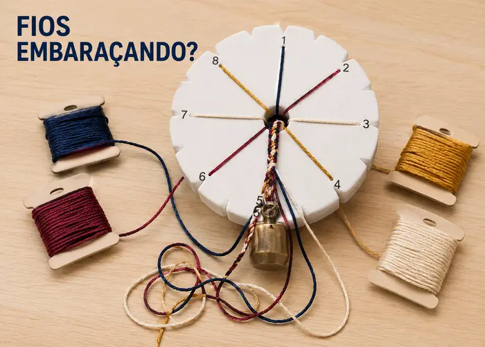 Como evitar que os fios embaracem embaixo do disco de kumihimo
