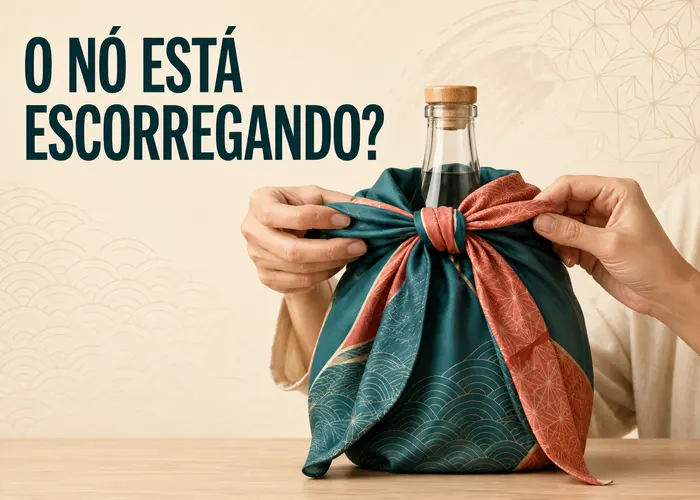 Como evitar que o nó de um furoshiki de viscose escorregue ao transportar uma garrafa?